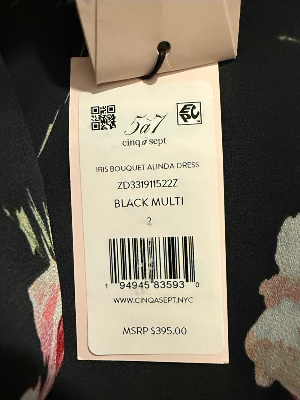 cinq a sept Black Floral Long-Sleeve Pleated Hem Dress - Picture 6 of 9
